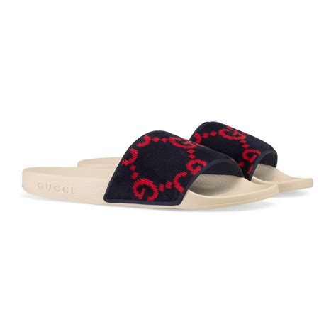 gucci gg terry cloth slides|gg slide sandals for women.